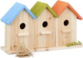 relaxdays kleurrijke vogelhuisjes - nestkast - vogelhuis hout - voederhuisjes - vogel huis